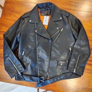 Robert Graham Mens Black Faux Leather Jacket Lined